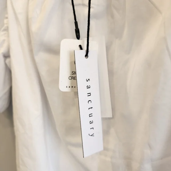 Sanctuary NWT White Cotton Puff Sleeve Mini Dress - Picture 2 of 10